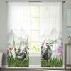Hühnerpflanze Tuschemalerei Fenster Vorhänge Transparent Chiffon Tüll Vorhang Heim Wohnzimmer Hintergrund Dekoration