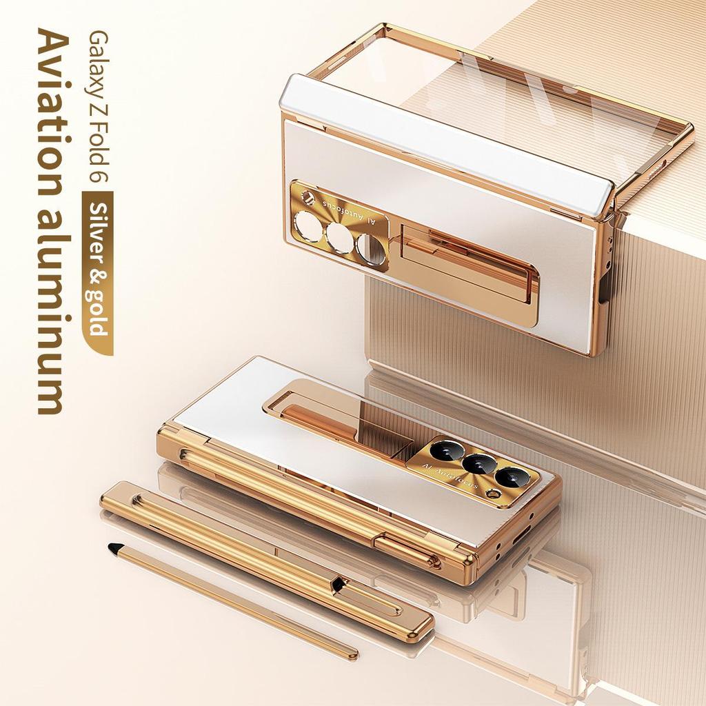 Samsung Z Fold7/6 Aluminum Alloy Phone Case with Dual Hinge Pen Slot