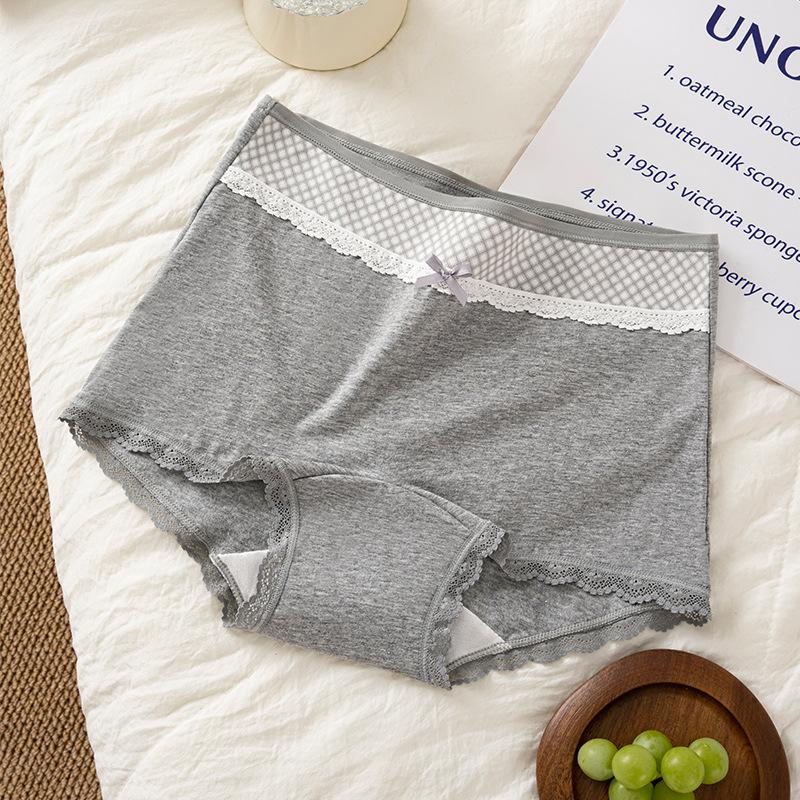 Big Size Lady Spring and Autumn Pure Cotton 10A Antibacterial Extension Crotch High Waist Small Flat Angle Briefs