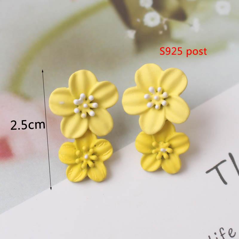 Koreanische Neue Doppel-schichten Blume Tropfen Ohrringe für Damen Übertrieben Frauen Floral Ohrringe Modeschmuck aretes de mujer