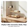 Desktop Storage Rack Staggered Shelves 3 Tier Shelf Wood Wooden Desk