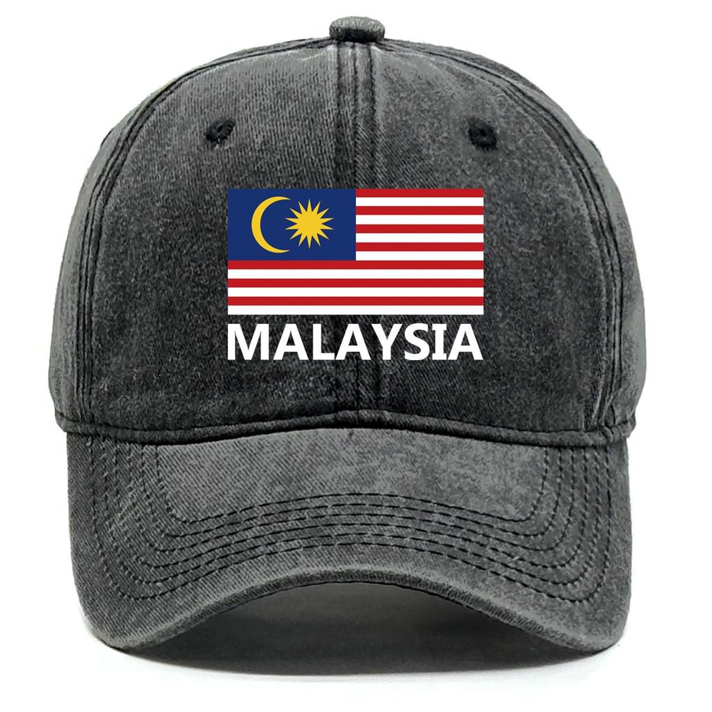 Flag of Malaysia Print Snapback Baseball Hat, Patriotic Trucker Hat Washed Simple Retro Sun Protection Adjustable Baseball Cap