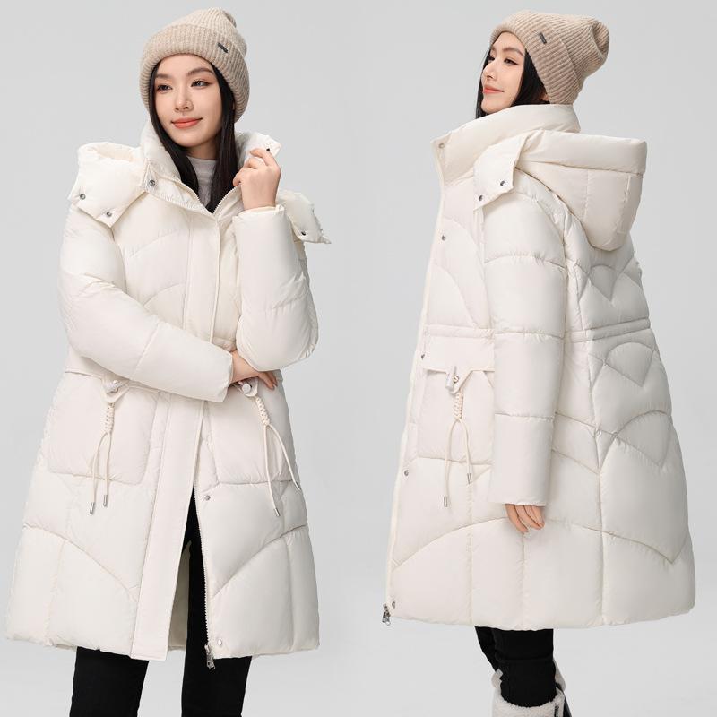 Down cotton jacket women's mid-length 2025 winter new Korean version loose plus size thickened padded jacket hooded cotton jacket