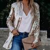Kadın Ceket Uzun Kollu Hırka Gevşek Eşleşmesi Kolay Büyüleyici Turn-down Yaka Tek göğüslü Parlak Payet Büyüleyici Sonbahar Blazer Arkadaşlık için