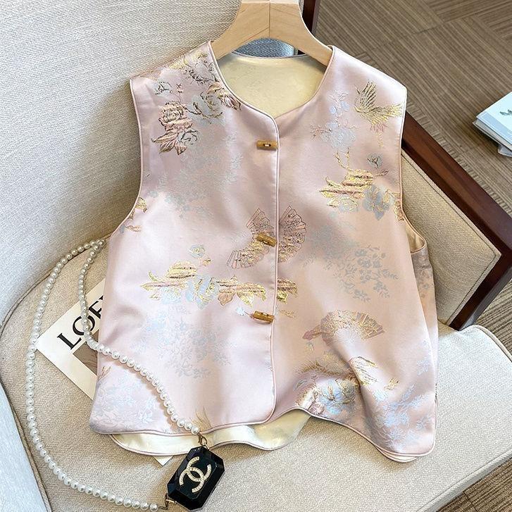 

Жилет с дисковой пряжкой, жилет в коротком ретро-стиле, модный топ, закрывающий живот, женский 3XL розовый