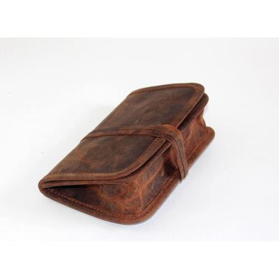 New Leather Carry Case Wrap – Handmade Stationery, Make-Up, or Medicine Pouch with Strap Closure – Compact Fair Trade Accessory