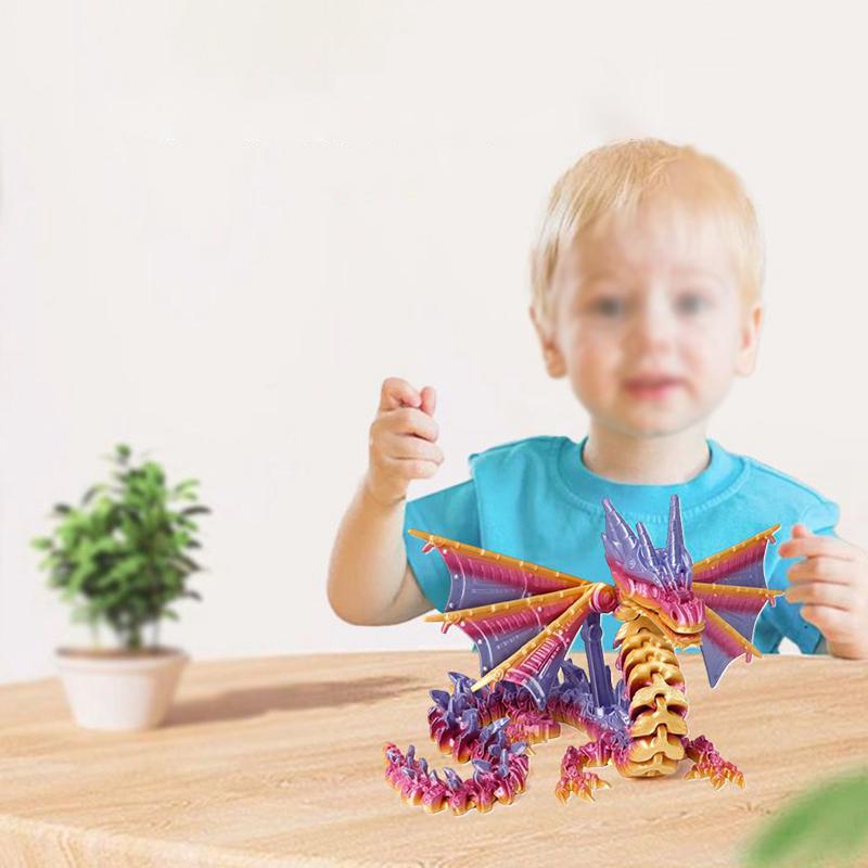3D Printed Chinese Dragon Rotatable Dragons Kid Gifts Realistic Dragon Statue Landscaping Decoration Printed Figures Animals