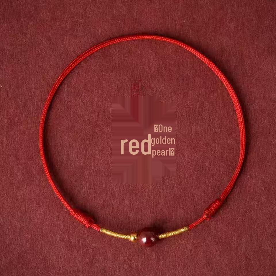 Pure Gold 999 Zodiac Red String Bracelet with Luck Beads for Baby's Full Moon or New Year