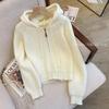 Damen Frühling Herbst Weiche Kapuzenstrickjacke Damen Innen Langarmtop