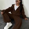 Casual Suit Women's Hooded Laced Cardigan Elastic Trousers Two-piece Set