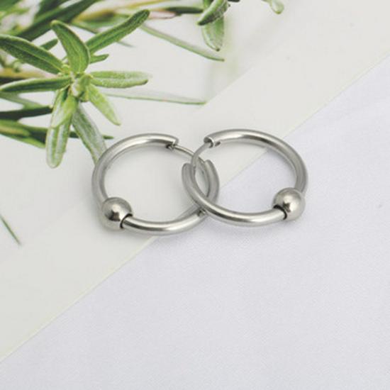 

Японские и корейские хип-хоп металлические кольца с круглыми бусинами, серьги из нержавеющей стали - европейский и американский стиль, титановые стальные кольца Outer Diameter 17mm (Single)