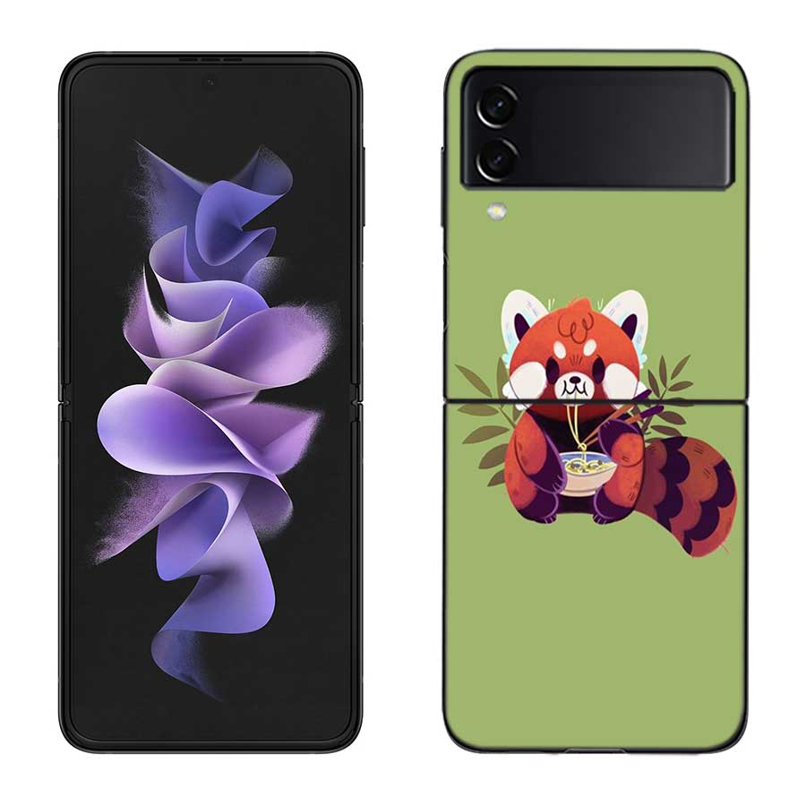 Cute Judo Swordsman Panda Case for Samsung Galaxy Z Flip 3 Flip 5 4 5G Black Hard Cell Phone Cover Samsung Z Flip 5 5G Luxury PC
