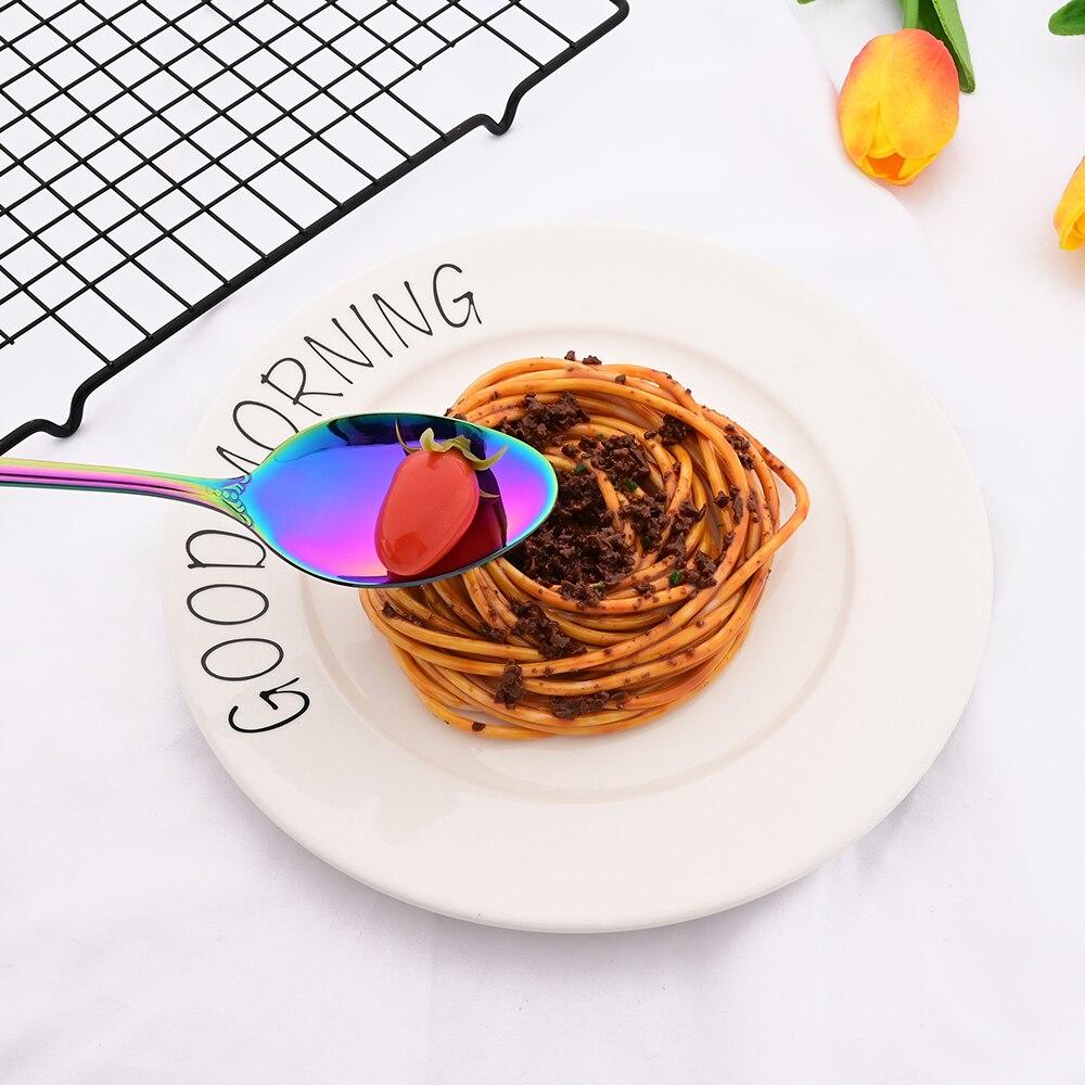 5pcs/set Rainbow Tableware Set Stainless Steel Dinnerware Royal Knife Dessert Fork Spoon Flatware Cutlery Set Western Silverware Set for 1