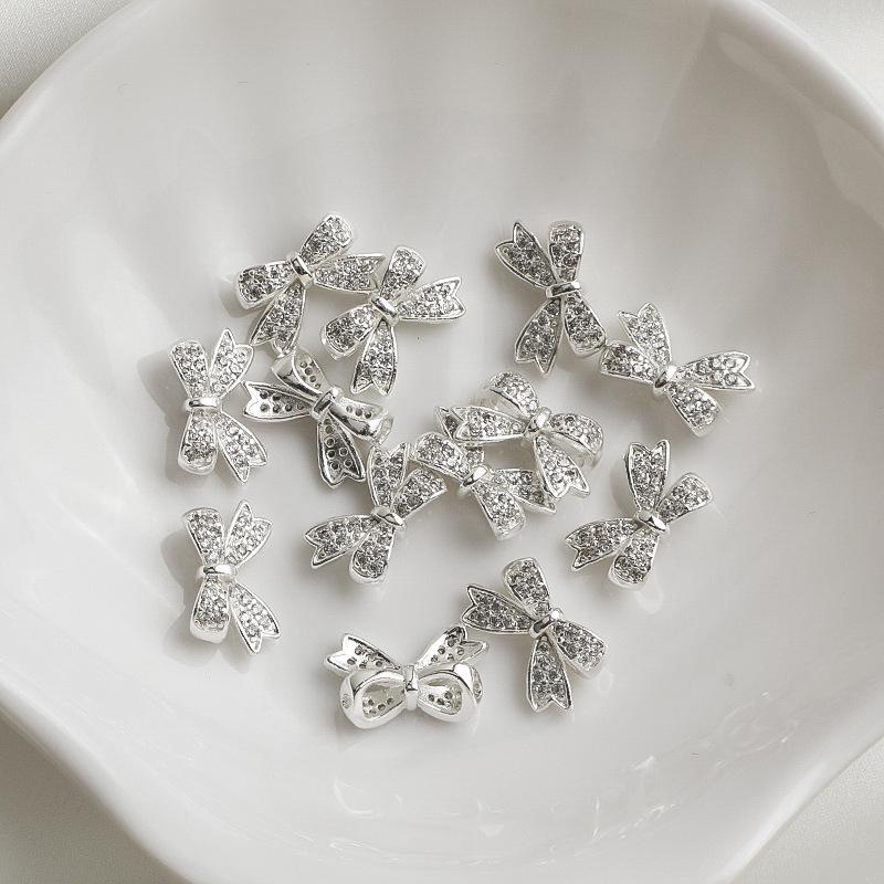 14K Gold Filled Zircon Bow Knot Spacer Beads for DIY Jewelry Necklace Making