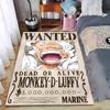 "Wanted Poster Monkey D. Luffy Anime Print Carpet Home Décor" Suitable for Use As an Anti-slip for Living Room Bedroom Sofas
