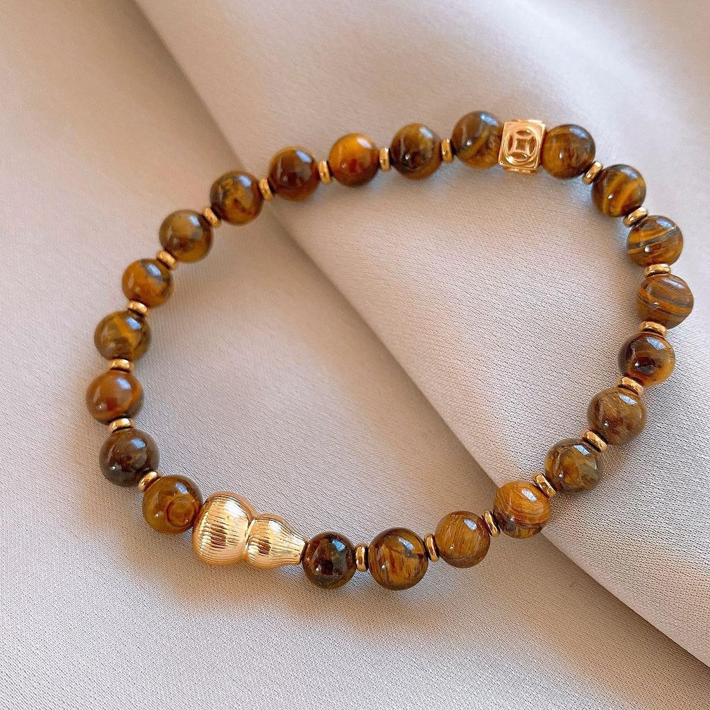 Vintage Maillard style geometric zircon tiger's eye stone beaded bracelet bracelet personalized jewelry