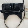 Vintage Saddle Motorcycle Bags Underarm Single Shoulder Bag Pillow Shape Crossbody Handbag Pure Color Zipper Closure Leather