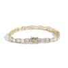 Real Gold Color Brass and Square and Round Zircon Mixed 6mm Single Row Tennis Bracelet