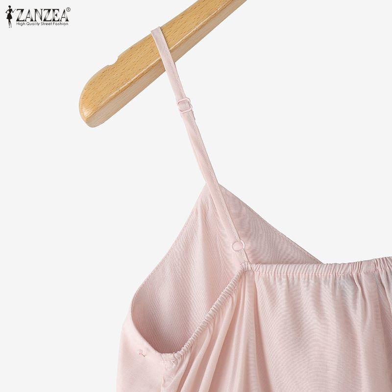 ZANZEA Women Bows V-Neck Casual Sleeveless Straps Camisoles Tank Tops