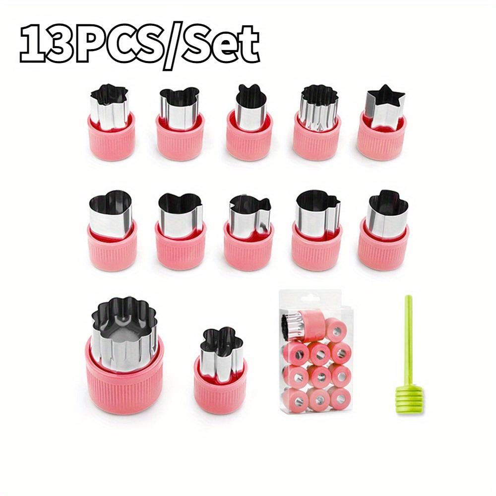 Fruit and Vegetable Cutters Set with Heart Star Flower Animal Shapes for DIY Cookie Baking Fondant Art and Cake Decoration