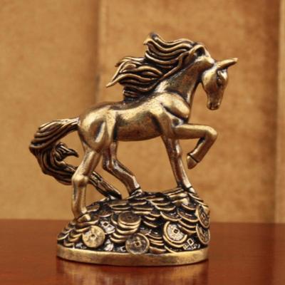1Pcs Chasing Wind Horse Figurines Brass Solid Desktop Decoration Handicrafts Antique Zodiac Animal Miniatures Ornament