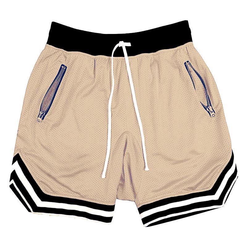 Men's Cross-border Mesh Running Shorts - Breathable, Solid Color, Hip Hop Casual Sportswear for Basketball and Fitness.