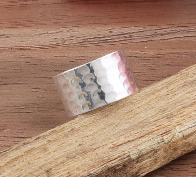 

Суцільне Срібло 925 проби Кільце-Спінер, молоткова Дизайнерська обручка, витончена каблучка, унісекс подарунок 12