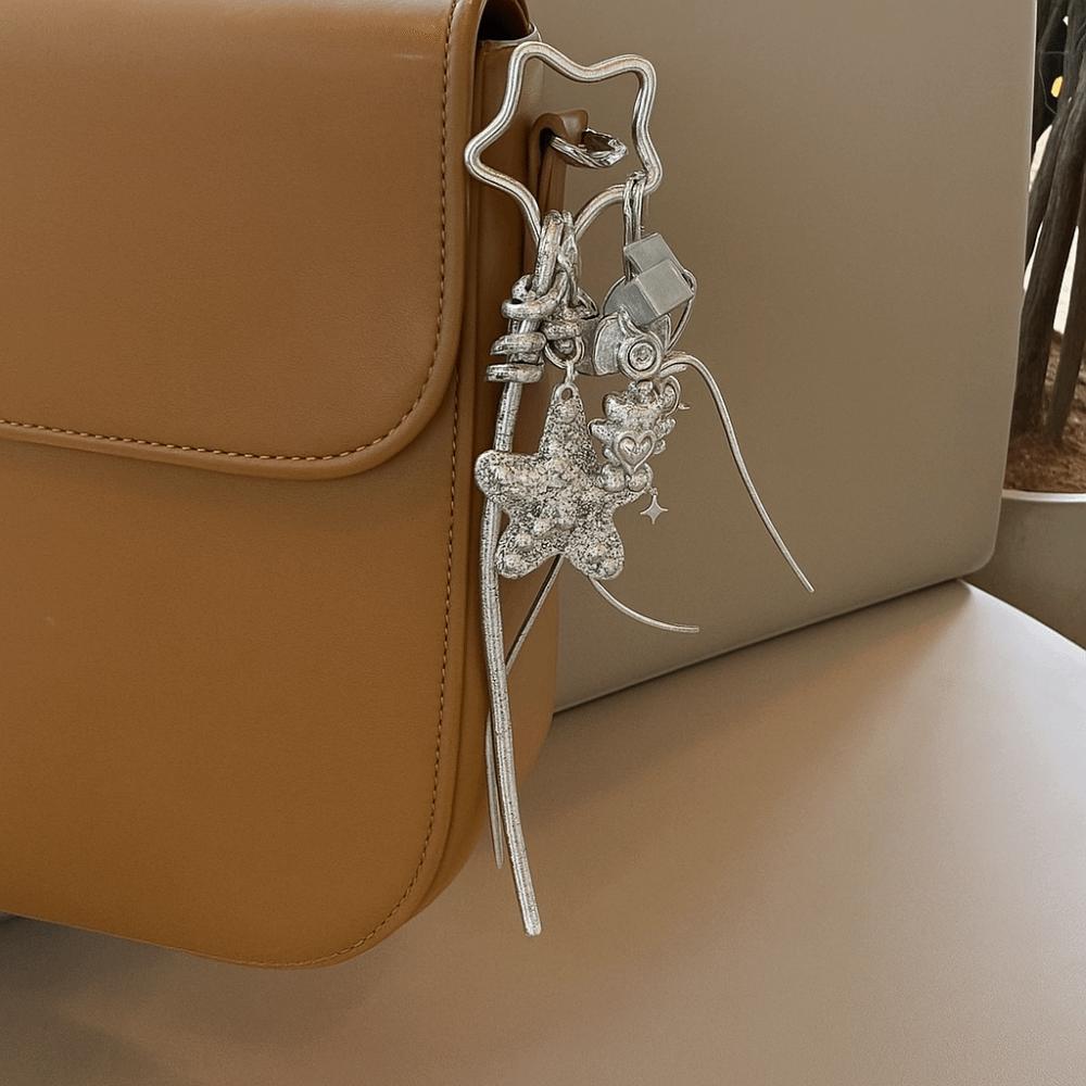 Bag Charm Braided Rope Bag Pendant Korean Bow Tassel Keyring Star Keychain Friends Birthday Gifts