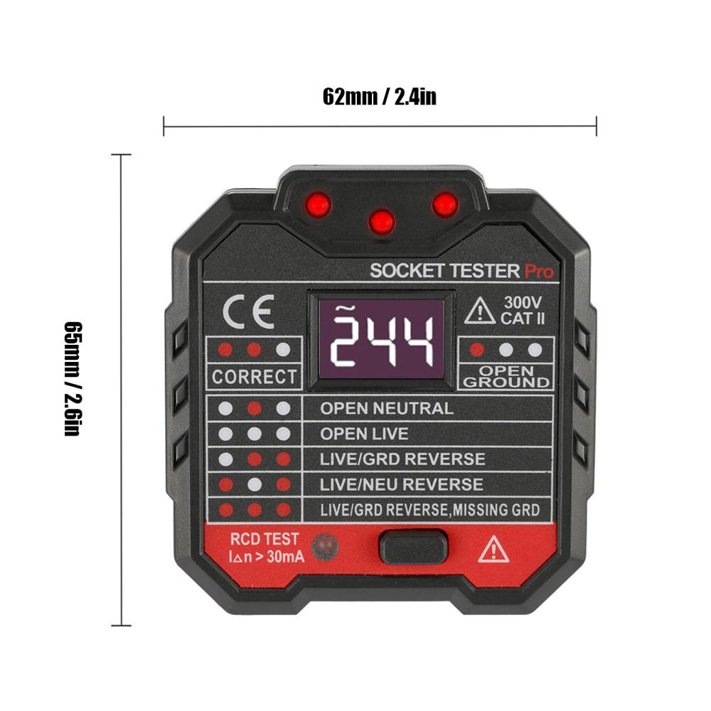 KKmoon KKM5 Digital Display Socket Detector Portable Circuit Polarity Voltage Tester Wall Plug Breaker Finder RCD Test