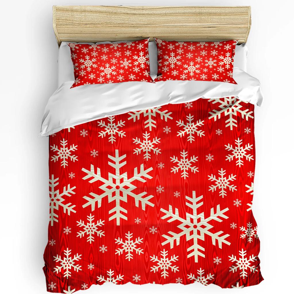 Christmas Snowflake Planks Duvet Cover Bed Bedding Set Home Textile Quilt Cover Pillowcases Bedroom Double Bedding Set No Sheet
