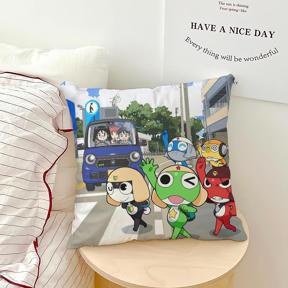 Забавный мультяшный Keroro Gunsou Лягушка Наволочка для дивана Гостиная Спальня Изголовье Спинка Подушка Квадратная Подушка Время Сна 16x16Inch