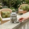 Wetterbeständiger Harztopf Lustiger Katzen-Pflanztopf, Mittelfinger-Kätzchen Blumentopf, Steinoberfläche Gartenstatue Stirnrunzelnde Pflanze für Sukkulenten, Liebhaber