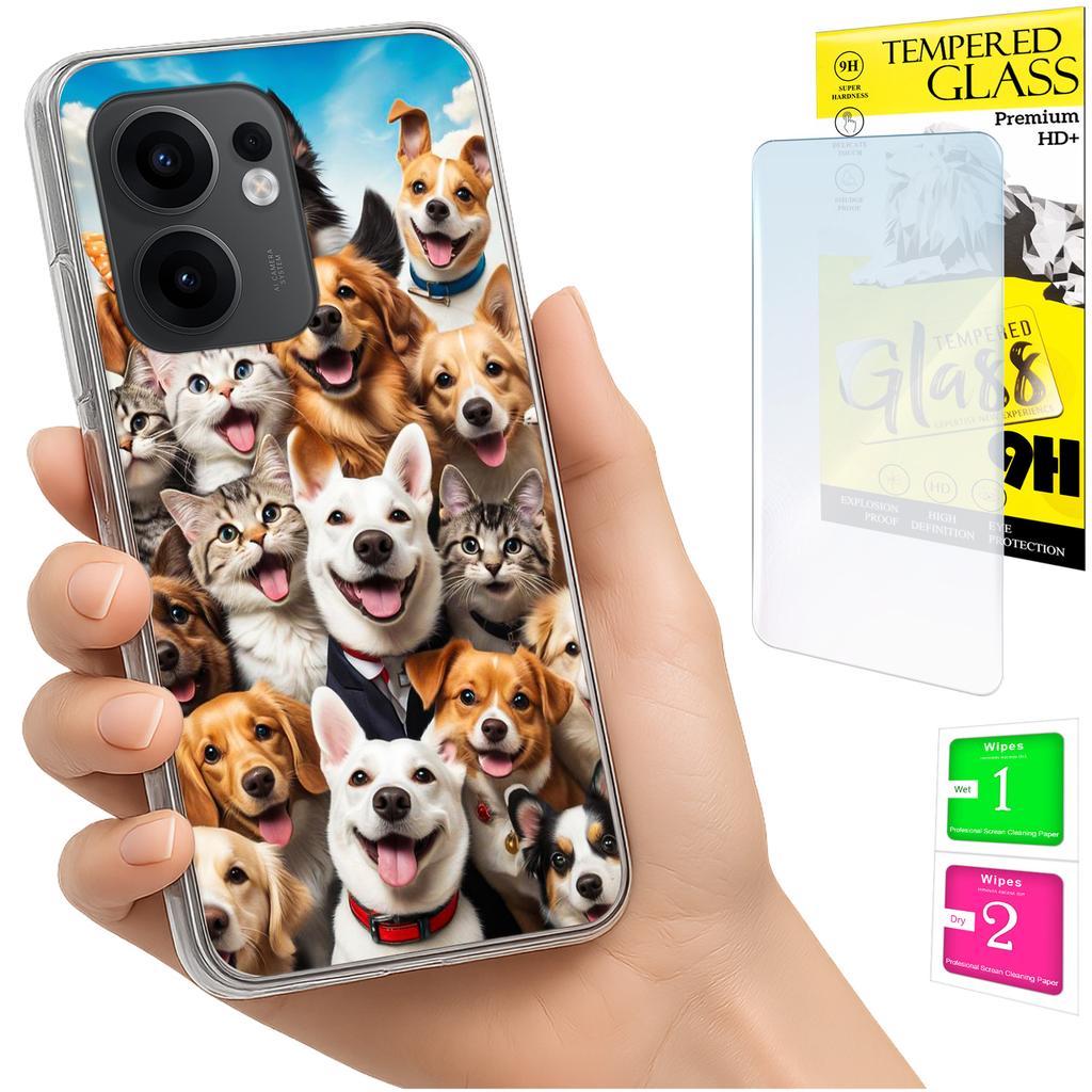 Etui Do Oppo Reno 13F 5G / 13 Fs 5G Foto Case Plecki Pieski + Szkło 9H