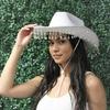 Gleaming Bride Hat Sparkly Cowboy Hats Rhinestones Panama Hat for Party