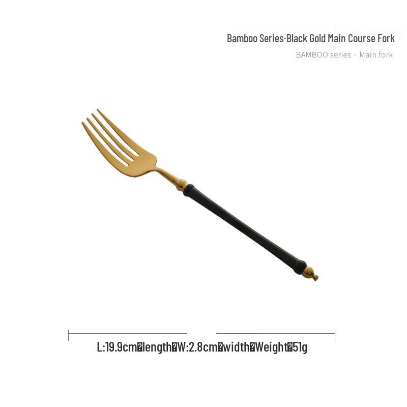 ZISIZ Black Gold Mirror Dinner Fork