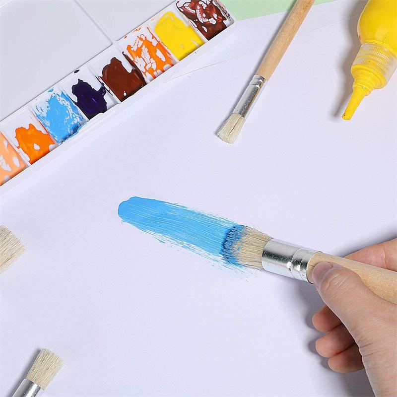 6 szt. pędzli z włosia z drewnianą rączką do akwareli akrylowych do malowania olejem