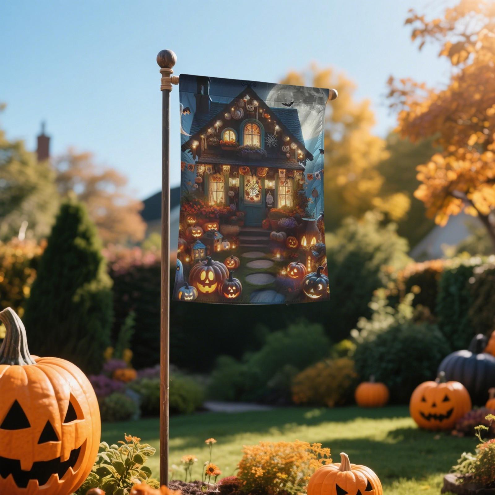 

Баннер на Хэллоуин, Декор для сада и дома, Жуткий знак для двора, Наружное украшение на Хэллоуин, Флаг дома с привидениями 23*35 дюймов One Size