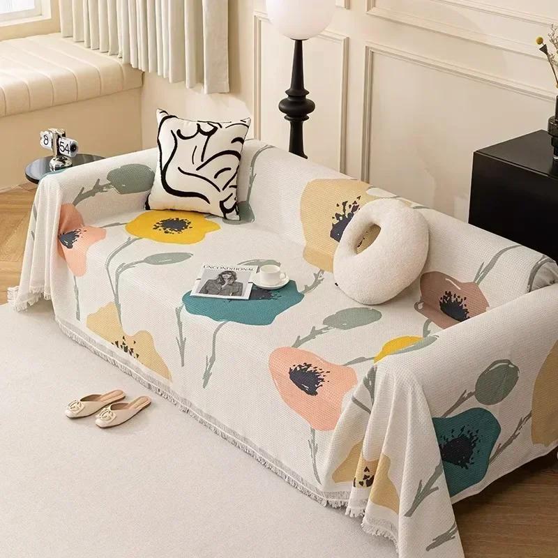Nordic Sandstorm Hair Towel Four Seasons Universal Cotton Hemp Sofa Blanket Simple And Modern All-Around Sofa Cover Couch