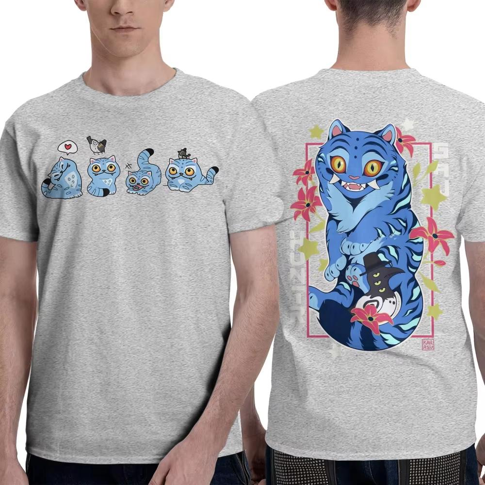 KPop Demon Hunters Tiger Print Cotton Men's T-shirt Summer Short Sleeve Tees Casual Streetwear Male Clothes Oversized Unisex Top