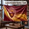Custom Name Flannel Throw Blanket AS Roma FC Pattern Warm Home Decoration