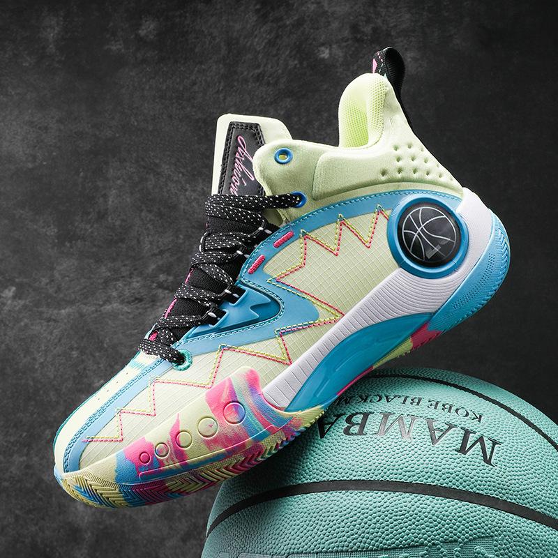 New sports shoes breathable fly-woven basketball shoes wear-resistant non-slip sneakers actual combat high-top student boots