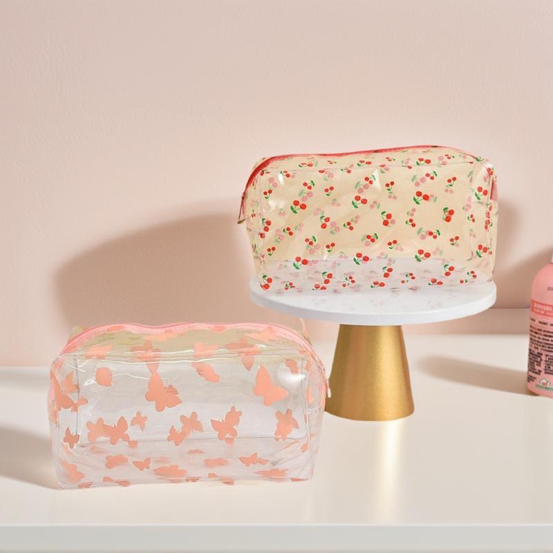 1pc Creative Design Transparent Makeup Case For Women Sweet Bag Organizer Cute Large Capacity Cosmetic Bag Portable Lipstick Bag