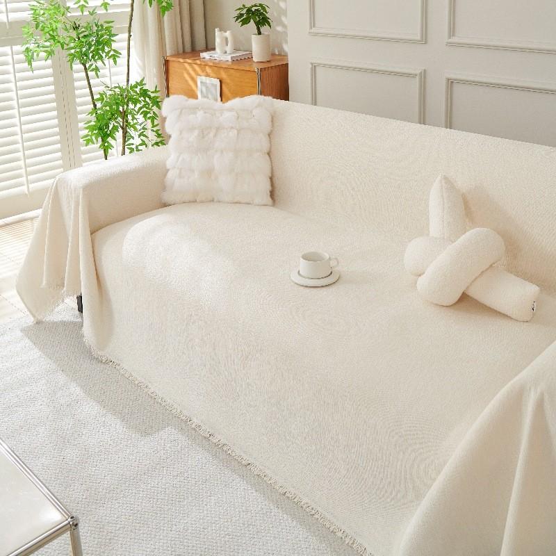 Solid Color Chenille Sofa Mat Four Season Universal All Inclusive Furniture Protector Anti-cat Scratch Chair Blanket Home Decor