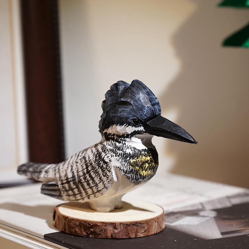 Hand Carved Wooden Bird Cute Sparrow Parrot Chickadee Animal Desktop Decor Original Wood Style