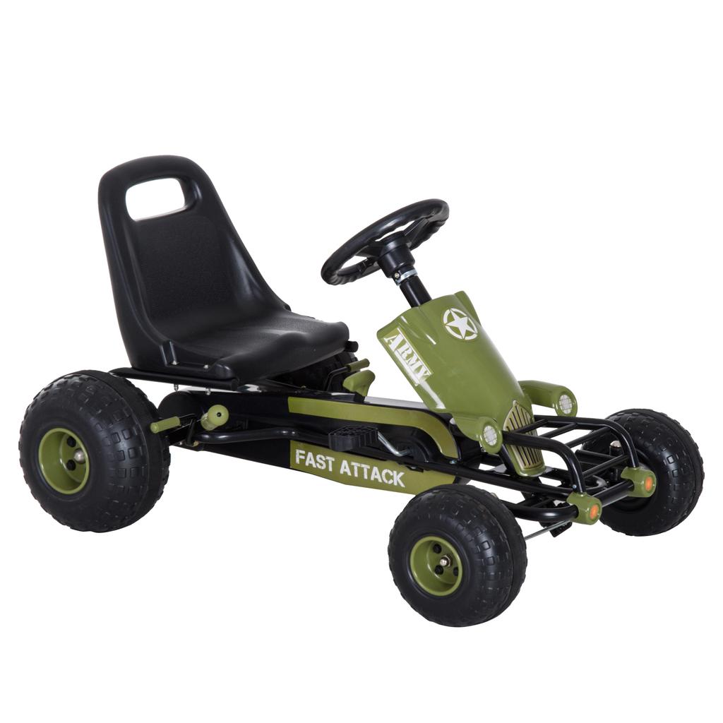 Go Kart, Pedal Car, Clutch and Brake, Ages 3-6, 35 kg Load, 99 x 65 x 56 cm, Black and Green