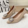 Damen Pumps  Neuer Frühling und Herbst Lässig Mode Perle Hochzeitsschuhe Stiletto Quadrat Strass Sexy Bequeme Hohe Absätze