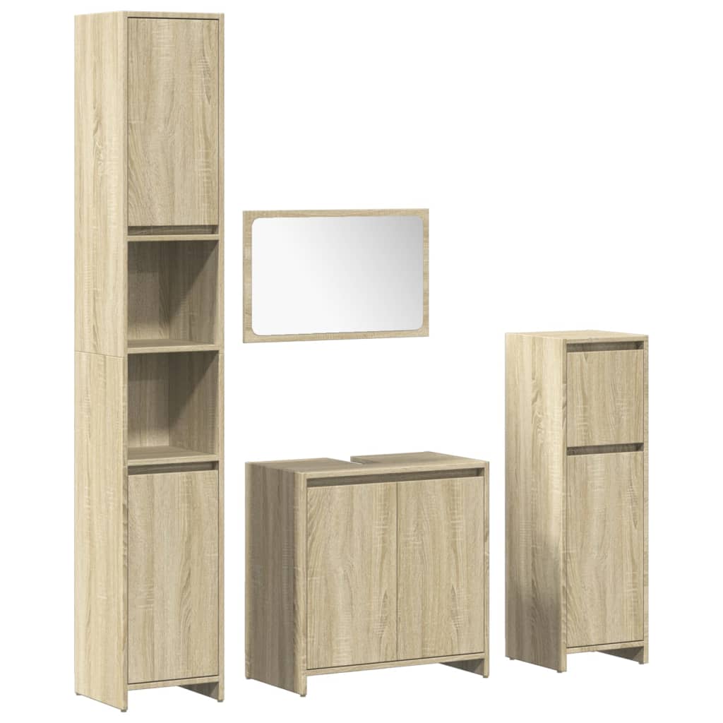 4 Piece Bathroom Furniture Set in Sonoma Oak Particleboard