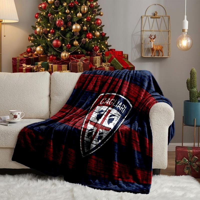 Cagliari Fußball Club Wappen Decken Flanelldecken Plüsch für Sofa Bett Geschenke für Männer Frauen Reise Picknickdecke Weihnachts-Fan-Geschenke
