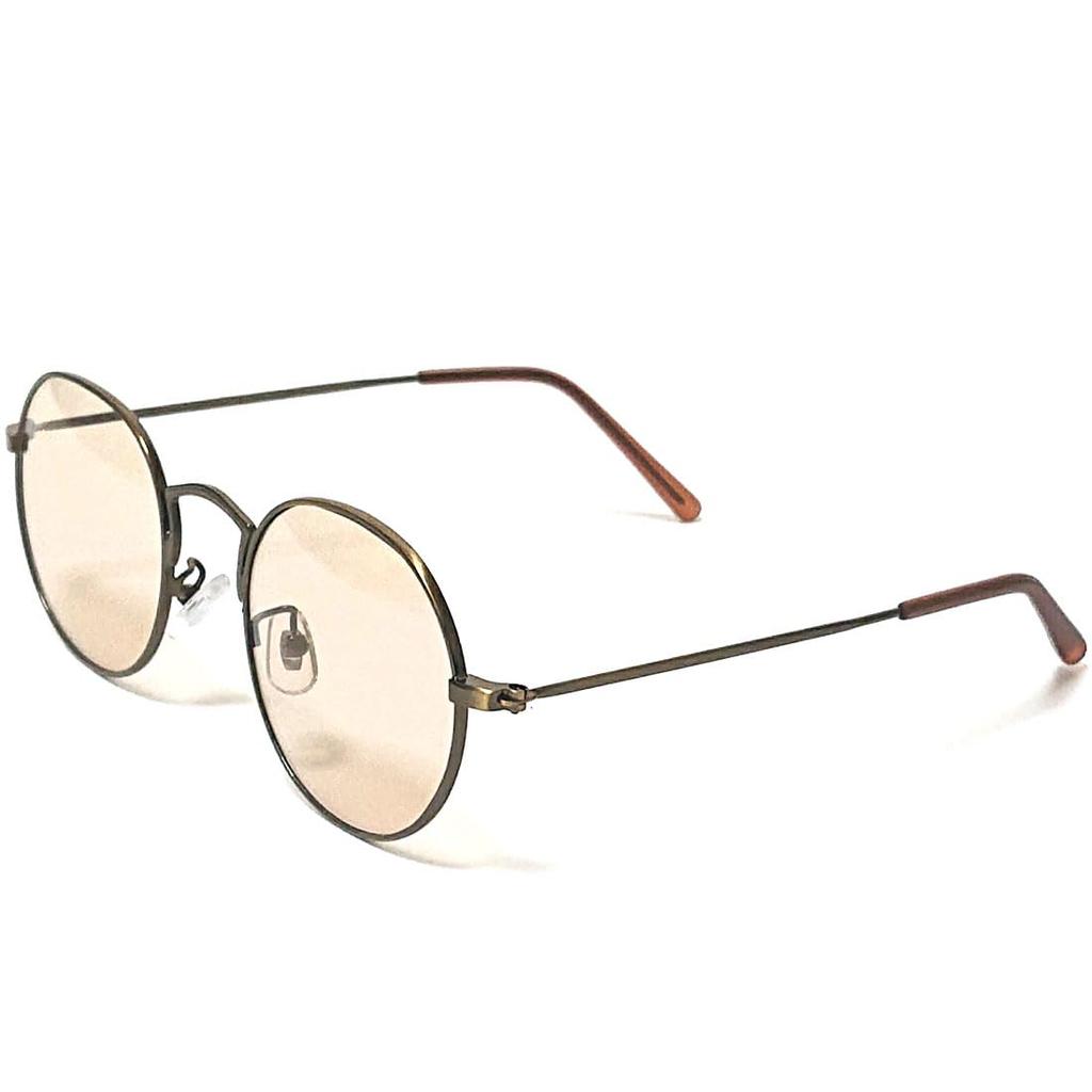 Gold Matte x Light Brown Fashion Boston Colored Slim [FashionBerry] 4. Sunglasses, Glasses, Style, Metal, Lenses, Unisex, Stylish, Fit, Lightweight,