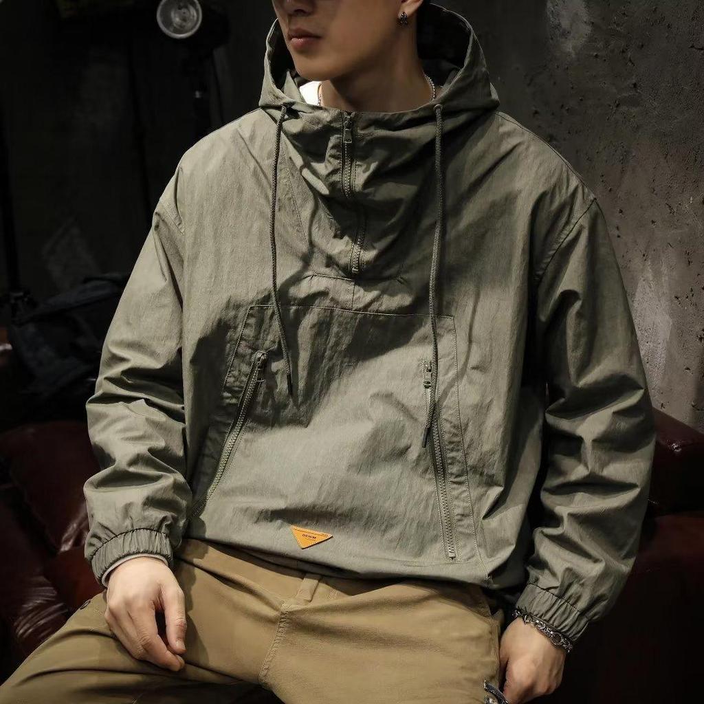 Spring Men's Half Zip Casual Hooded Jacket